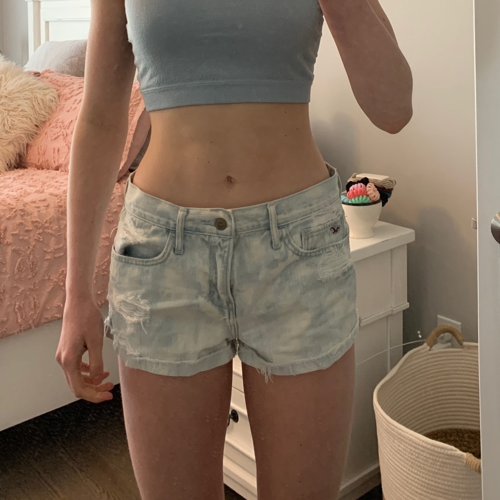 Light wash jean shorts